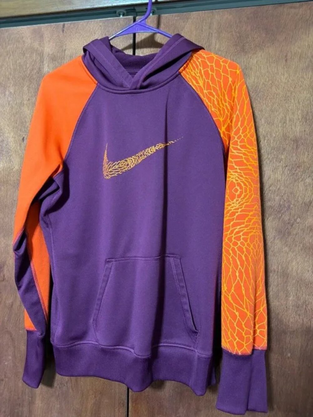 Large Nike Unisex Hoodie Purple Orange - Picture 2 of 5